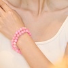 image:imageBivei Natural Crystals Gemstone Healing Stretchy Round Beaded Bracelet  8MM Semi Precious Beads Bracelet Handmade Spiritual Jewelry Gift for Women MenEnhance Positive Energy8mm Pink Jade Warmth Love
