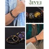 image:imageBivei Natural Crystals Gemstone Healing Stretchy Round Beaded Bracelet  8MM Semi Precious Beads Bracelet Handmade Spiritual Jewelry Gift for Women MenEnhance Positive Energy8mm Triple Protection Set