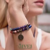 image:imageBivei Natural Semi Precious Gemstone beads bracelet for women  Life Tree and Leaf Charm Energy Reiki Crystal Stretch Bracelets 7 chakras bracelet set Bronze