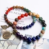 image:imageBivei Natural Semi Precious Gemstone beads bracelet for women  Life Tree and Leaf Charm Energy Reiki Crystal Stretch Bracelets 7 chakras bracelet set Bronze