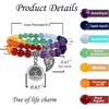 image:imageBivei Natural Semi Precious Gemstone beads bracelet for women  Life Tree and Leaf Charm Energy Reiki Crystal Stretch Bracelets7 Chakras Beads Bracelet Set Silver