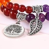 image:imageBivei Natural Semi Precious Gemstone beads bracelet for women  Life Tree and Leaf Charm Energy Reiki Crystal Stretch Bracelets7 Chakras Beads Bracelet Set Silver