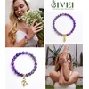 image:imageBivei Natural Semi Precious Gemstone beads bracelet for women  Life Tree and Leaf Charm Energy Reiki Crystal Stretch BraceletsANewOM  Amethyst
