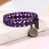 image:imageBivei Natural Semi Precious Gemstone beads bracelet for women  Life Tree and Leaf Charm Energy Reiki Crystal Stretch BraceletsAmethyst Bracelets Set