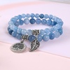 image:imageBivei Natural Semi Precious Gemstone beads bracelet for women  Life Tree and Leaf Charm Energy Reiki Crystal Stretch BraceletsAquamarine Bracelets Set