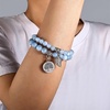 image:imageBivei Natural Semi Precious Gemstone beads bracelet for women  Life Tree and Leaf Charm Energy Reiki Crystal Stretch BraceletsAquamarine Bracelets Set