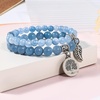 image:imageBivei Natural Semi Precious Gemstone beads bracelet for women  Life Tree and Leaf Charm Energy Reiki Crystal Stretch BraceletsAquamarine Bracelets Set