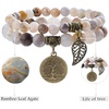 image:imageBivei Natural Semi Precious Gemstone beads bracelet for women  Life Tree and Leaf Charm Energy Reiki Crystal Stretch BraceletsBamboo Leaf Agate Bracelet Set