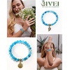 image:imageBivei Natural Semi Precious Gemstone beads bracelet for women  Life Tree and Leaf Charm Energy Reiki Crystal Stretch BraceletsBlue Dragon Vein Agate Bracelet Set