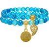 image:imageBivei Natural Semi Precious Gemstone beads bracelet for women  Life Tree and Leaf Charm Energy Reiki Crystal Stretch BraceletsBlue Dragon Vein Agate Bracelet Set