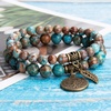 image:imageBivei Natural Semi Precious Gemstone beads bracelet for women  Life Tree and Leaf Charm Energy Reiki Crystal Stretch BraceletsBlue Lace Agate Bracelet Set