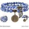 image:imageBivei Natural Semi Precious Gemstone beads bracelet for women  Life Tree and Leaf Charm Energy Reiki Crystal Stretch BraceletsBlue Spotted Jasper Bracelet Set