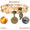 image:imageBivei Natural Semi Precious Gemstone beads bracelet for women  Life Tree and Leaf Charm Energy Reiki Crystal Stretch BraceletsCitrine Bracelet Set