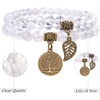 image:imageBivei Natural Semi Precious Gemstone beads bracelet for women  Life Tree and Leaf Charm Energy Reiki Crystal Stretch BraceletsClear Quartz Bracelet Set