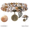 image:imageBivei Natural Semi Precious Gemstone beads bracelet for women  Life Tree and Leaf Charm Energy Reiki Crystal Stretch BraceletsCoral Jade Bracelet Set