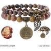 image:imageBivei Natural Semi Precious Gemstone beads bracelet for women  Life Tree and Leaf Charm Energy Reiki Crystal Stretch BraceletsDendritic Jasper Bracelet Set