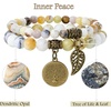 image:imageBivei Natural Semi Precious Gemstone beads bracelet for women  Life Tree and Leaf Charm Energy Reiki Crystal Stretch BraceletsDendritic Opal Bracelet Set