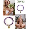 image:imageBivei Natural Semi Precious Gemstone beads bracelet for women  Life Tree and Leaf Charm Energy Reiki Crystal Stretch BraceletsDogTooth Amethyst Bracelet Set