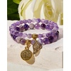 image:imageBivei Natural Semi Precious Gemstone beads bracelet for women  Life Tree and Leaf Charm Energy Reiki Crystal Stretch BraceletsDogTooth Amethyst Bracelet Set