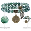 image:imageBivei Natural Semi Precious Gemstone beads bracelet for women  Life Tree and Leaf Charm Energy Reiki Crystal Stretch BraceletsGreen spot jasper Bracelet Set