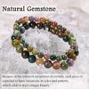 image:imageBivei Natural Semi Precious Gemstone beads bracelet for women  Life Tree and Leaf Charm Energy Reiki Crystal Stretch BraceletsIndia Agate Bracelet Set