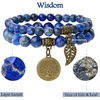 image:imageBivei Natural Semi Precious Gemstone beads bracelet for women  Life Tree and Leaf Charm Energy Reiki Crystal Stretch BraceletsLapis Lazuli Bracelet Set