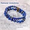 image:imageBivei Natural Semi Precious Gemstone beads bracelet for women  Life Tree and Leaf Charm Energy Reiki Crystal Stretch BraceletsLapis Lazuli Bracelet Set