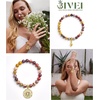 image:imageBivei Natural Semi Precious Gemstone beads bracelet for women  Life Tree and Leaf Charm Energy Reiki Crystal Stretch BraceletsLotus OM  Mookaite Jasper Bracelet Set