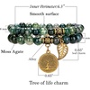 image:imageBivei Natural Semi Precious Gemstone beads bracelet for women  Life Tree and Leaf Charm Energy Reiki Crystal Stretch BraceletsMoss Agate Bracelet Set