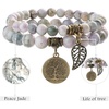 image:imageBivei Natural Semi Precious Gemstone beads bracelet for women  Life Tree and Leaf Charm Energy Reiki Crystal Stretch BraceletsPeace Jade Bracelet Set