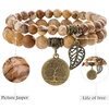 image:imageBivei Natural Semi Precious Gemstone beads bracelet for women  Life Tree and Leaf Charm Energy Reiki Crystal Stretch BraceletsPicture Jasper Bracelet Set