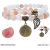 image:imageBivei Natural Semi Precious Gemstone beads bracelet for women  Life Tree and Leaf Charm Energy Reiki Crystal Stretch BraceletsPink Aventurine Bracelet Set