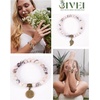 image:imageBivei Natural Semi Precious Gemstone beads bracelet for women  Life Tree and Leaf Charm Energy Reiki Crystal Stretch BraceletsPink Zebra Jasper Bracelet Set