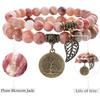 image:imageBivei Natural Semi Precious Gemstone beads bracelet for women  Life Tree and Leaf Charm Energy Reiki Crystal Stretch BraceletsPlum Blossom Jade Bracelet Set