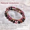 image:imageBivei Natural Semi Precious Gemstone beads bracelet for women  Life Tree and Leaf Charm Energy Reiki Crystal Stretch BraceletsRainbow Tourmaline Bracelet Set