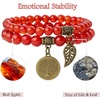 image:imageBivei Natural Semi Precious Gemstone beads bracelet for women  Life Tree and Leaf Charm Energy Reiki Crystal Stretch BraceletsRed Agate Bracelet Set