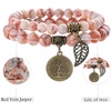 image:imageBivei Natural Semi Precious Gemstone beads bracelet for women  Life Tree and Leaf Charm Energy Reiki Crystal Stretch BraceletsRed Vein Jasper Bracelet Set