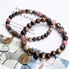 image:imageBivei Natural Semi Precious Gemstone beads bracelet for women  Life Tree and Leaf Charm Energy Reiki Crystal Stretch BraceletsRhodonite Bracelet Set