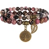 image:imageBivei Natural Semi Precious Gemstone beads bracelet for women  Life Tree and Leaf Charm Energy Reiki Crystal Stretch BraceletsRhodonite Bracelet Set