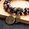 image:imageBivei Natural Semi Precious Gemstone beads bracelet for women  Life Tree and Leaf Charm Energy Reiki Crystal Stretch BraceletsRhodonite Bracelet Set