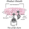 image:imageBivei Natural Semi Precious Gemstone beads bracelet for women  Life Tree and Leaf Charm Energy Reiki Crystal Stretch BraceletsRose Quartz Bracelets Set