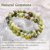 image:imageBivei Natural Semi Precious Gemstone beads bracelet for women  Life Tree and Leaf Charm Energy Reiki Crystal Stretch BraceletsSerpentine Bracelet Set