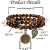 image:imageBivei Natural Semi Precious Gemstone beads bracelet for women  Life Tree and Leaf Charm Energy Reiki Crystal Stretch BraceletsTiger eye Bracelets Set