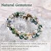 image:imageBivei Natural Semi Precious Gemstone beads bracelet for women  Life Tree and Leaf Charm Energy Reiki Crystal Stretch BraceletsTree Agate Bracelet Set