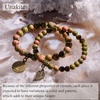image:imageBivei Natural Semi Precious Gemstone beads bracelet for women  Life Tree and Leaf Charm Energy Reiki Crystal Stretch BraceletsUnakite Bracelet Set