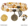 image:imageBivei Natural Semi Precious Gemstone beads bracelet for women  Life Tree and Leaf Charm Energy Reiki Crystal Stretch BraceletsYellow Jade Bracelet Set