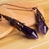 image:imageBivei Retro Antique Brass Chakra Necklace 12 Facted Prism Prism Gemstone  Quartz Crystal Stone Healing PendantAmethyst