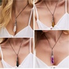 image:imageBivei Retro Antique Brass Chakra Necklace 12 Facted Prism Prism Gemstone  Quartz Crystal Stone Healing PendantAmethyst