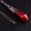 image:imageBivei Retro Antique Brass Chakra Necklace 12 Facted Prism Prism Gemstone  Quartz Crystal Stone Healing PendantRed Agate