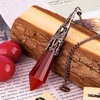 image:imageBivei Retro Antique Brass Chakra Necklace 12 Facted Prism Prism Gemstone  Quartz Crystal Stone Healing PendantRed Agate